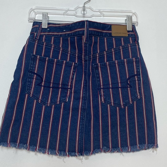 American Eagle AEO Retro Pinstripe Super Stretch Hi Rise Denim Mini Skirt Size 2 - Picture 3 of 6